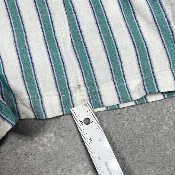 Old Navy Womens PM  Romper Blue Stripe Gauze Cinch Pockets 100% Cotton Button - Picture 14 of 14